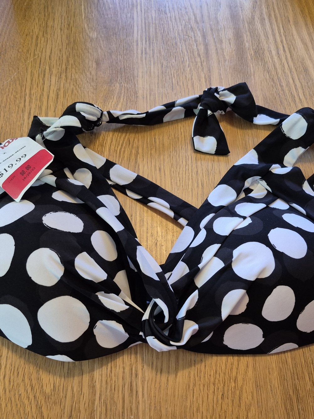 Vince Camuto Black and White Polka Dot Halter Swim Top